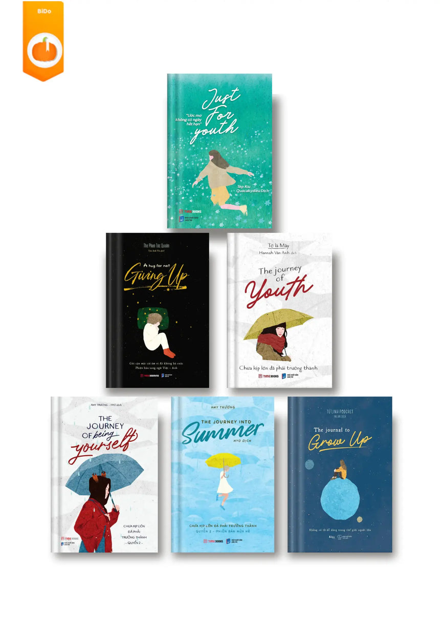 Combo 6 sách song ngữ Anh - Việt Just For  - A Hug For Not Giving Up - The Journal of Youth - The Journal of Being Yourself - The Journey into Summer - The Journal to Growing Up Bido - Tiệm Sách Việt tại Australia