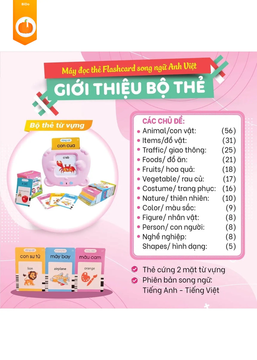 Máy Đọc Thẻ Song Ngữ Anh Việt - Vietnamese Flashcard Reader Bido - Tiệm Sách Việt tại Australia