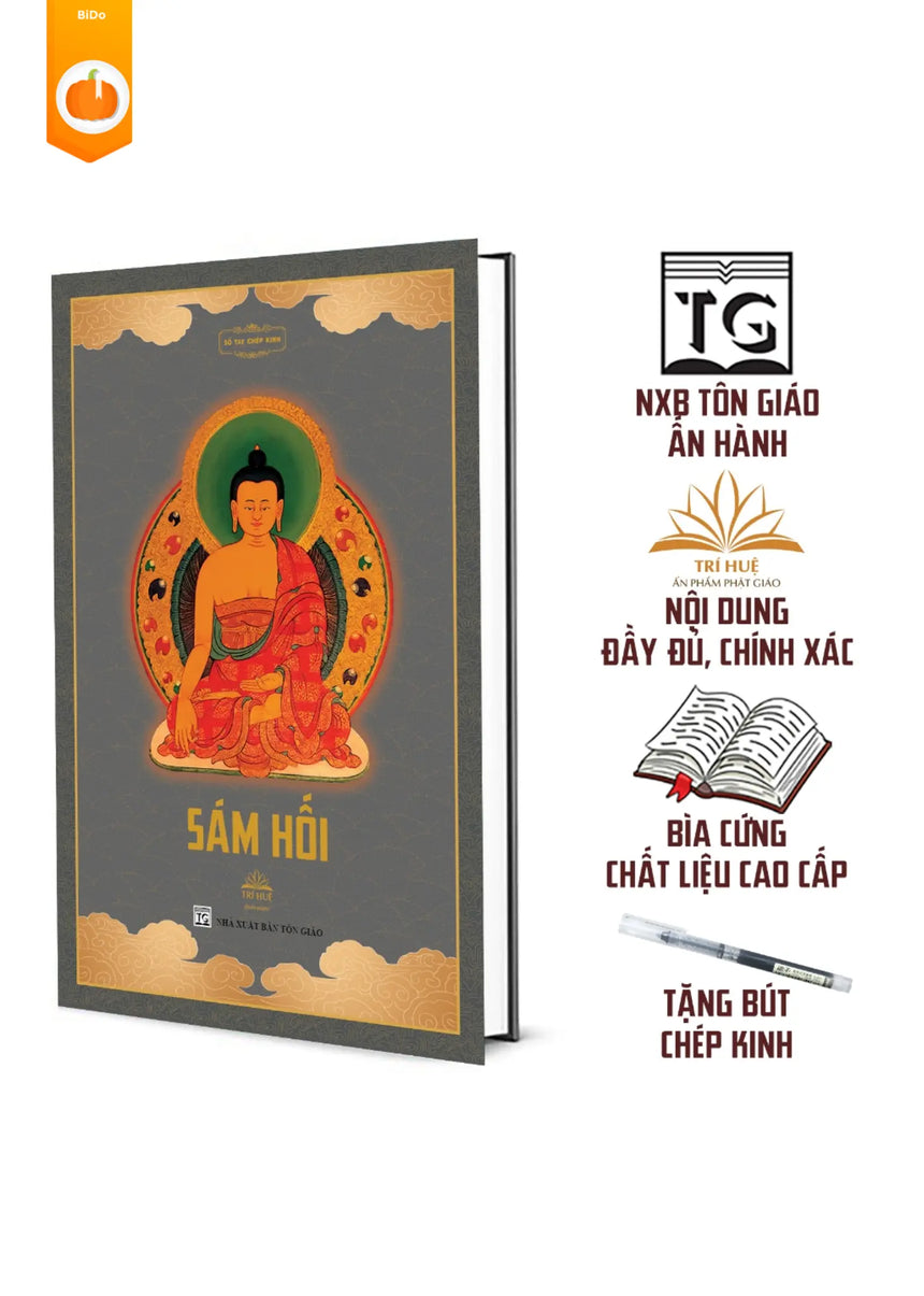 Combo Sổ Tay Chép Kinh Sám Hối + Kinh Dược Sư Lưu Ly (nét chữ in mờ, tặng kèm bút chép kinh) Bido - Tiệm Sách Việt tại Australia