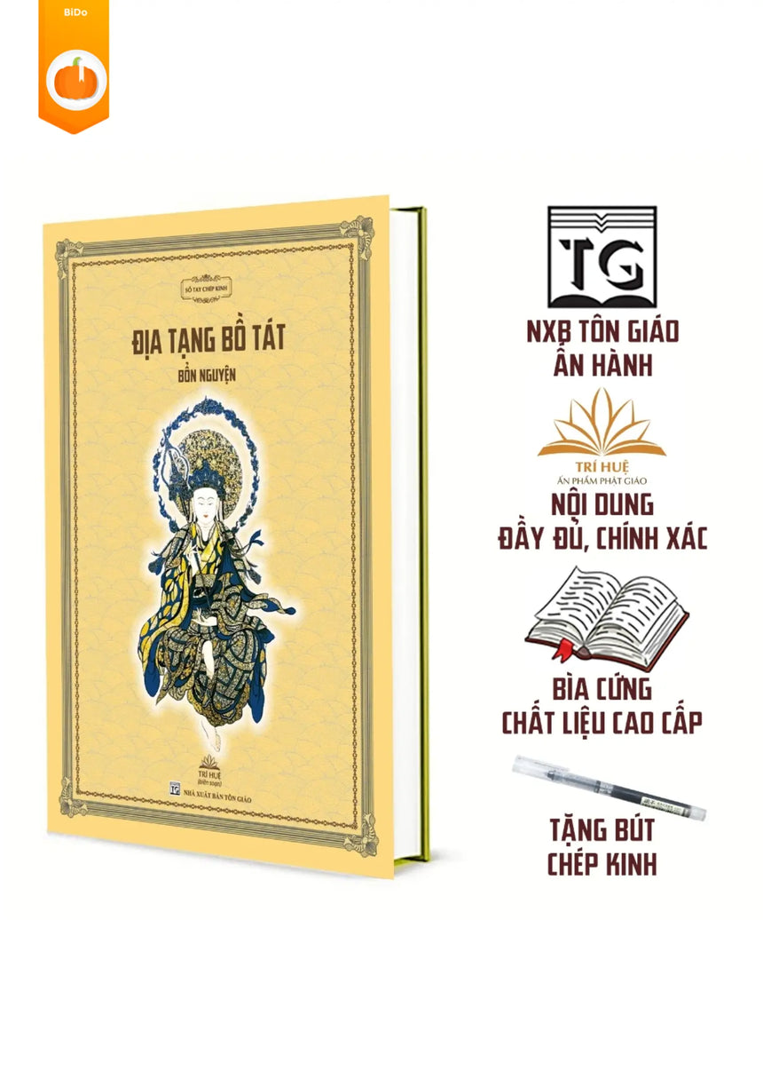Sổ Tay Chép Kinh Địa Tạng Bồ Tát Bổn Nguyện (nét chữ in mờ, tặng kèm bút chép kinh) Bido - Tiệm Sách Việt tại Australia