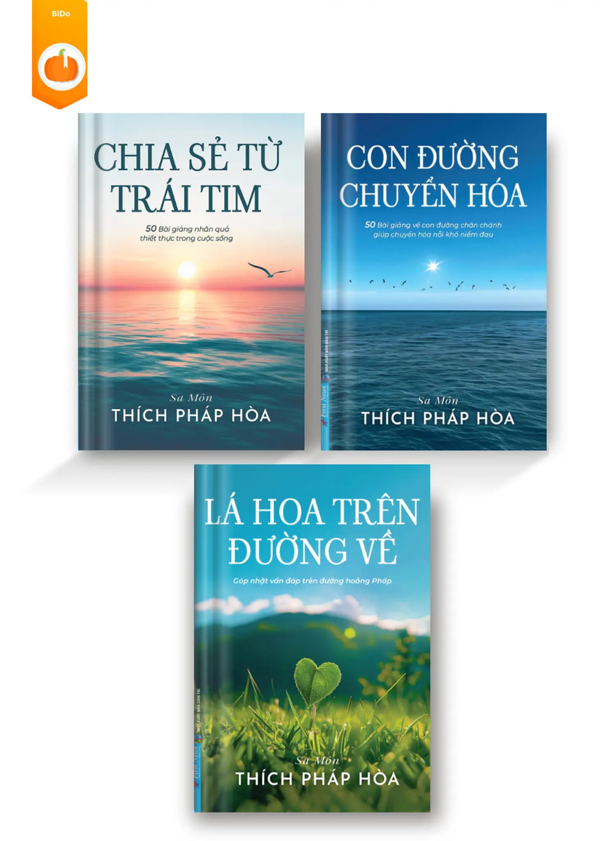 [pre-order] Combo Sách Thích Pháp Hòa - Chia Sẻ Từ Trái Tim & Con Đường Chuyển Hóa & Lá Hoa Trên Đường Về Bido - Tiệm Sách Việt tại Australia
