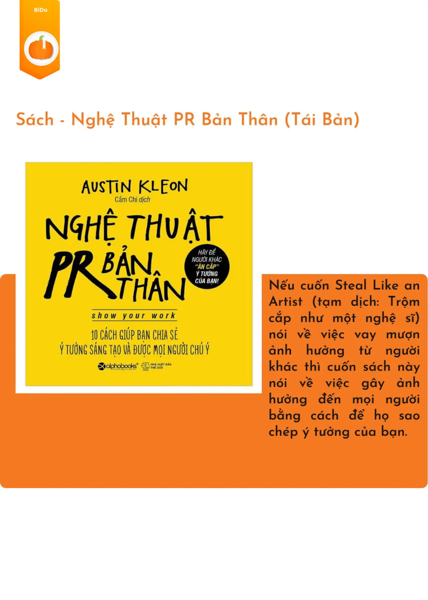 [pre-order] Combo Austin Kleon (Nghệ Thuật PR Bản Thân, Nghệ Thuật Đánh Cắp Ý Tưởng, Cứ Làm Đi) Bido - Tiệm Sách Việt tại Australia