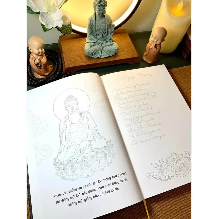 Sổ Tay Chép Kinh Sám Hối (nét chữ in mờ, tặng kèm bút chép kinh) Bido - Tiệm Sách Việt tại Australia
