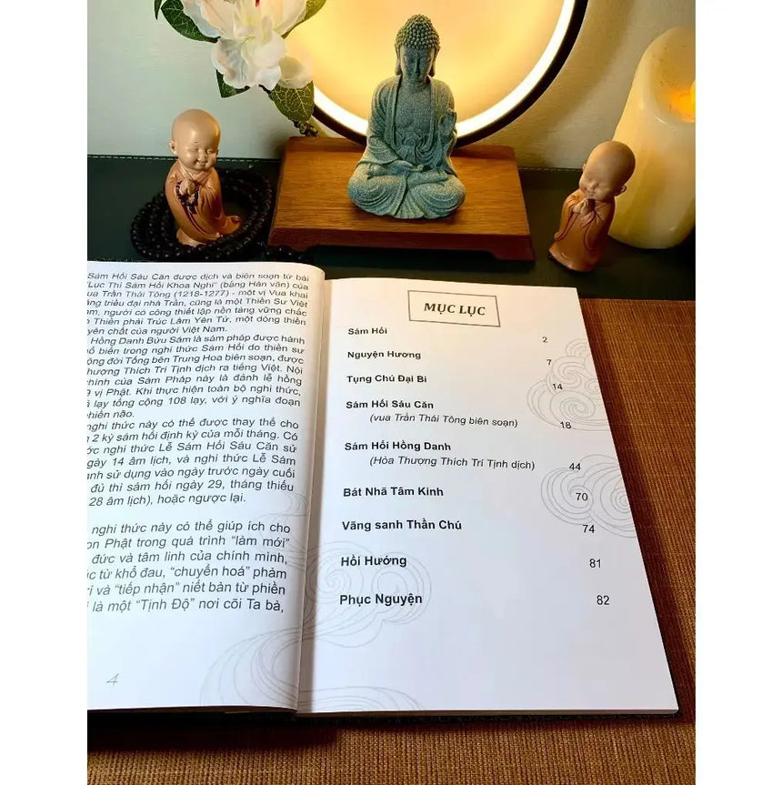 Combo Sổ Tay Chép Kinh Sám Hối + Kinh Dược Sư Lưu Ly (nét chữ in mờ, tặng kèm bút chép kinh) Bido - Tiệm Sách Việt tại Australia