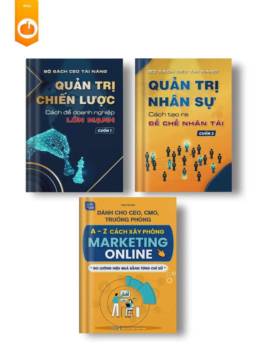 Bộ sách dành cho CEO, CMO, Trưởng phòng: A- Z Cách xây phòng Marketing online, Quản trị nhân sự và Quản trị chiến lược - Bido - Tiệm Sách Việt tại Australia