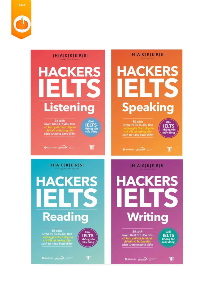 Combo Trọn Bộ 4 Cuốn Hackers IELTS (Listening + Reading + Speaking + Writing) - Bido - Tiệm Sách Việt tại Australia